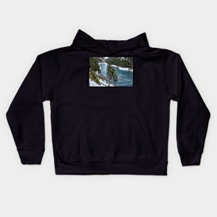 Mountain lake on wintertime Kids Hoodie